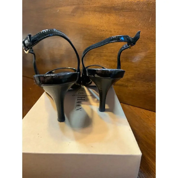 Cole Haan Nike Air Talia Women 8.5 B Black Patent Leather SlingBack Toe Heel - Picture 6 of 9